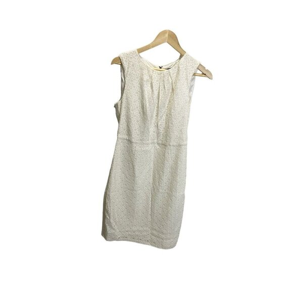 Tahari Cream Lace Sleeveless Mini Dress US8 Zip Back A-line Lined Classic - Picture 2 of 5